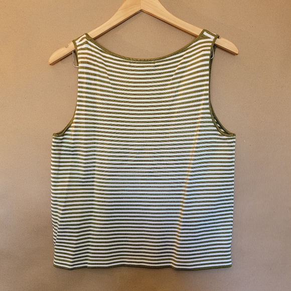 Nwt Linda Alard Ellen Tracy Size X Stripe Green White Tank - Picture 5 of 7
